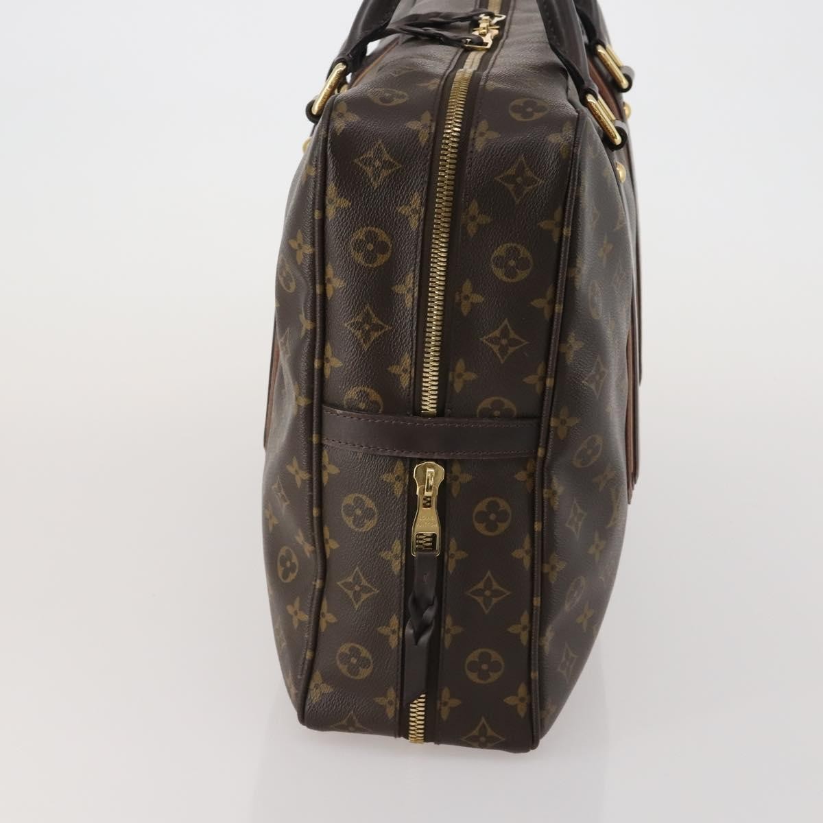 Louis Vuitton Bequia Porte Document Geant Monogram Canvas With Leather Brown Canvas Briefcase Bag (Pre-Owned)