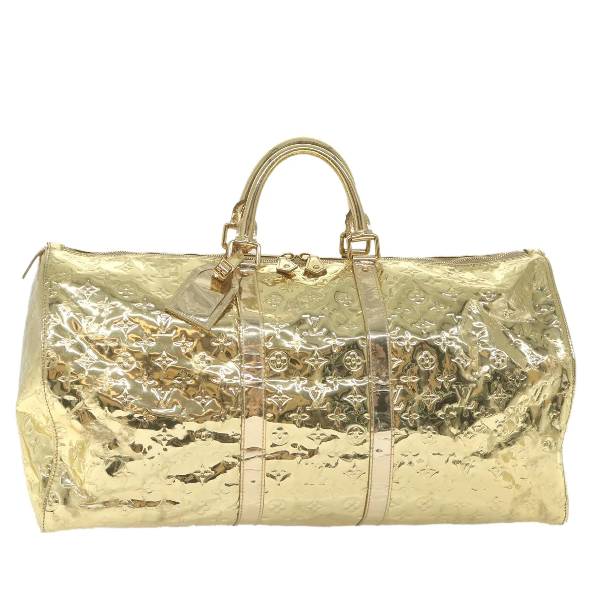 Louis Vuitton Keepall Monogram Miroir Pvc Gold Patent_Leather Travel Bag Bag (Pre-Owned)