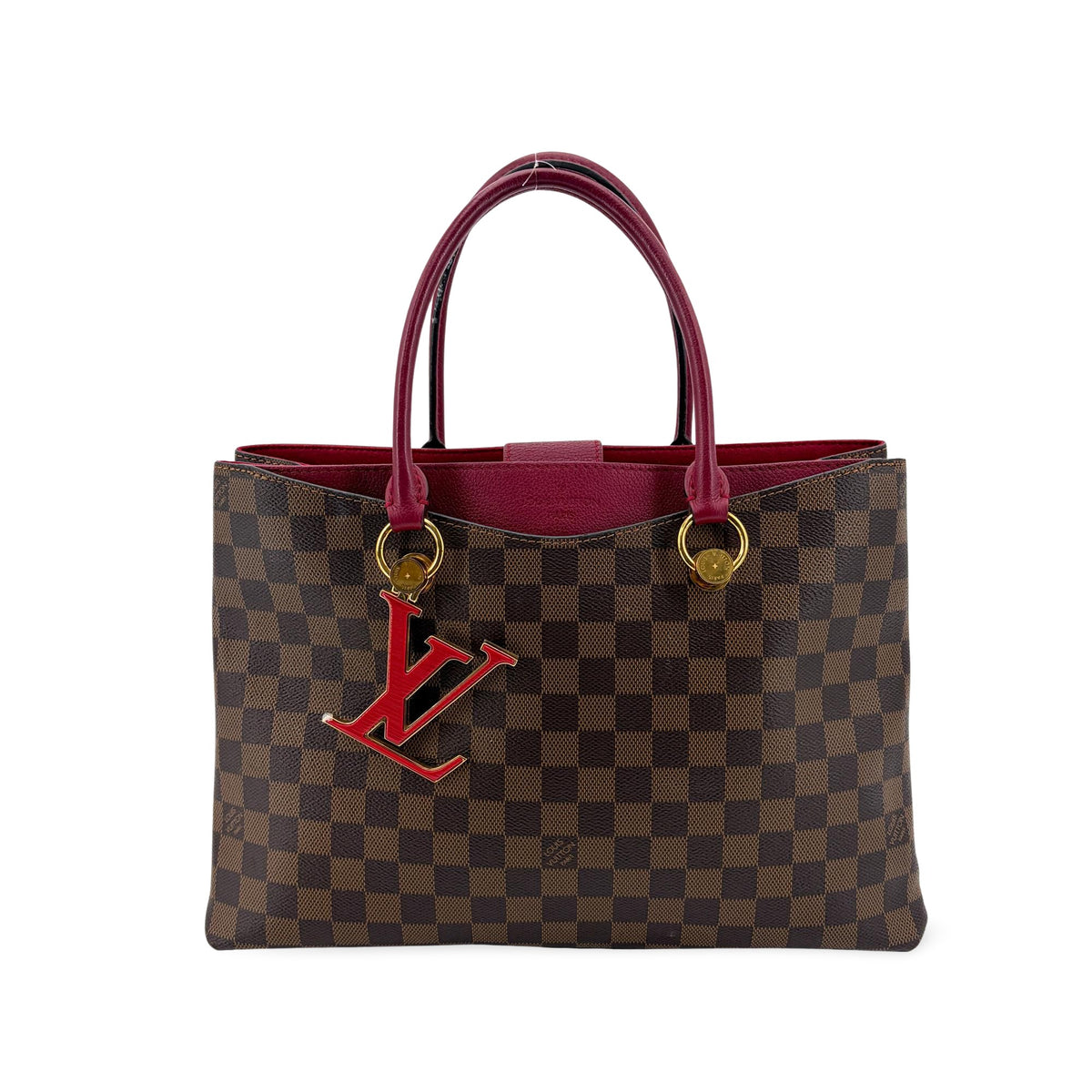 Louis Vuitton Lv Riverside Damier With Leather Brown Canvas Handbag (Pre-Owned)