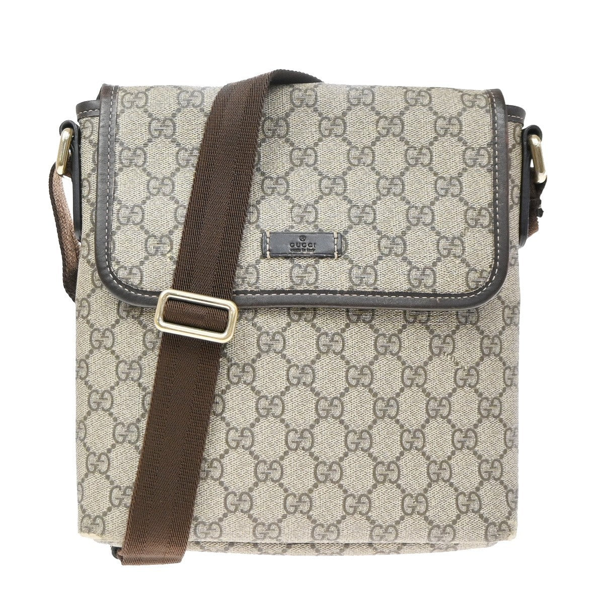 Gucci Flap Messenger Gg Coated Canvas Beige Canvas Crossbody Bag Bag (Pre-Owned)