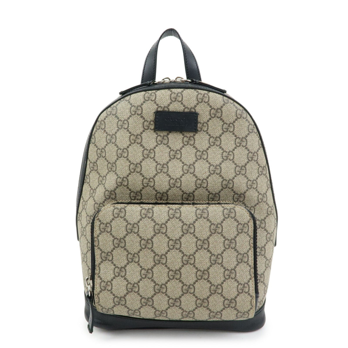 Gucci Zip Pocket Gg Coated Canvas Beige Canvas Backpack Bag (Pre-Owned)
