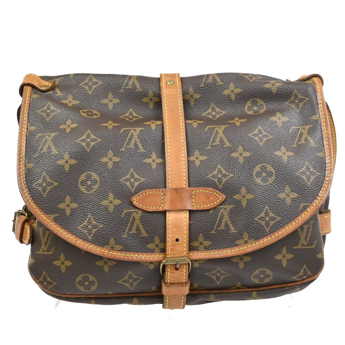 Louis Vuitton Saumur Monogram Brown Canvas Shoulder Bag Bag (Pre-Owned)