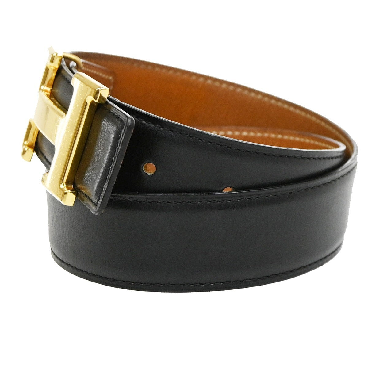 Hermes Constance Reversible Belt Leather Black Leather Belts Accessory (Pre-Owned)