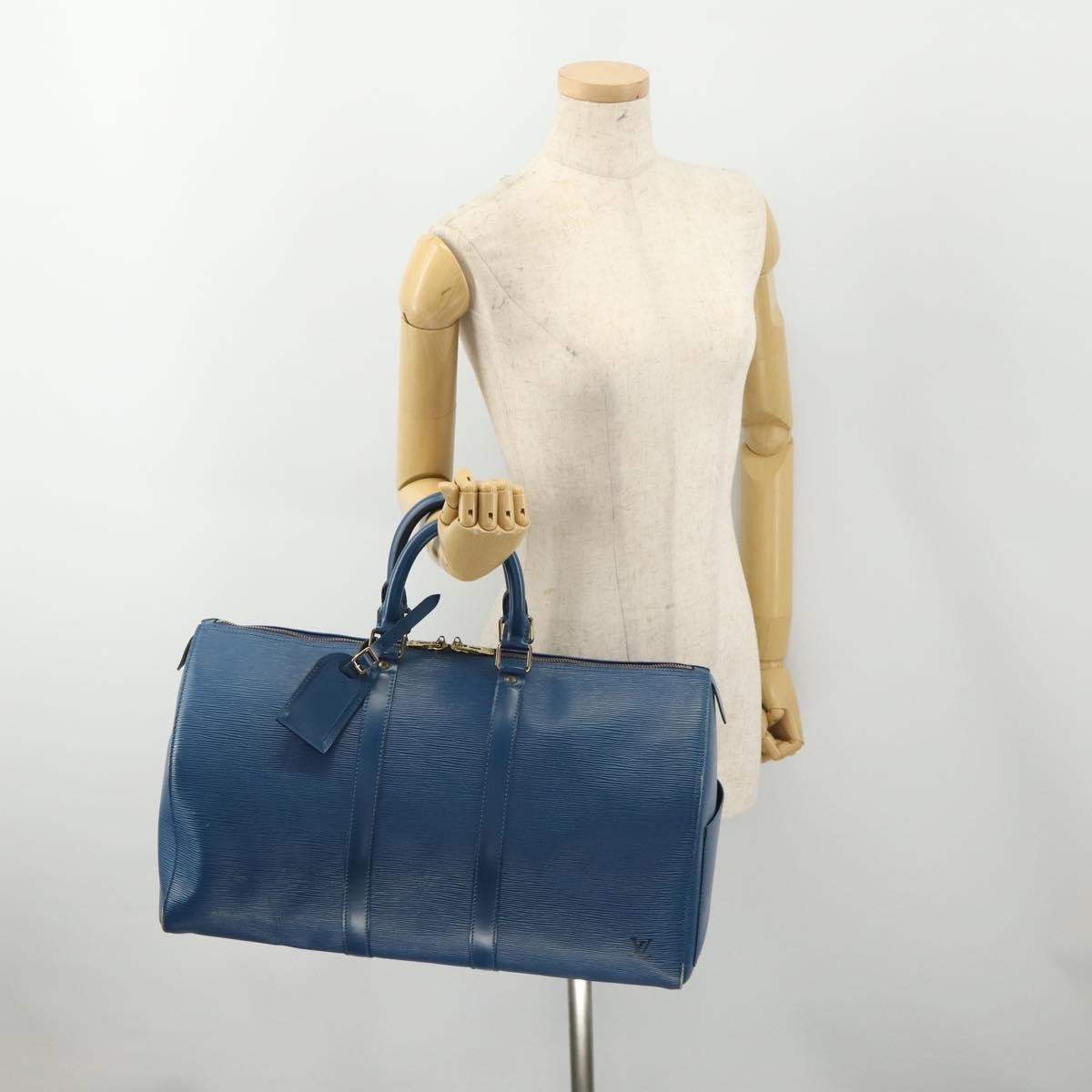 Louis Vuitton Keepall Epi Leather Blue Leather Travel Bag Bag (Pre-Owned)