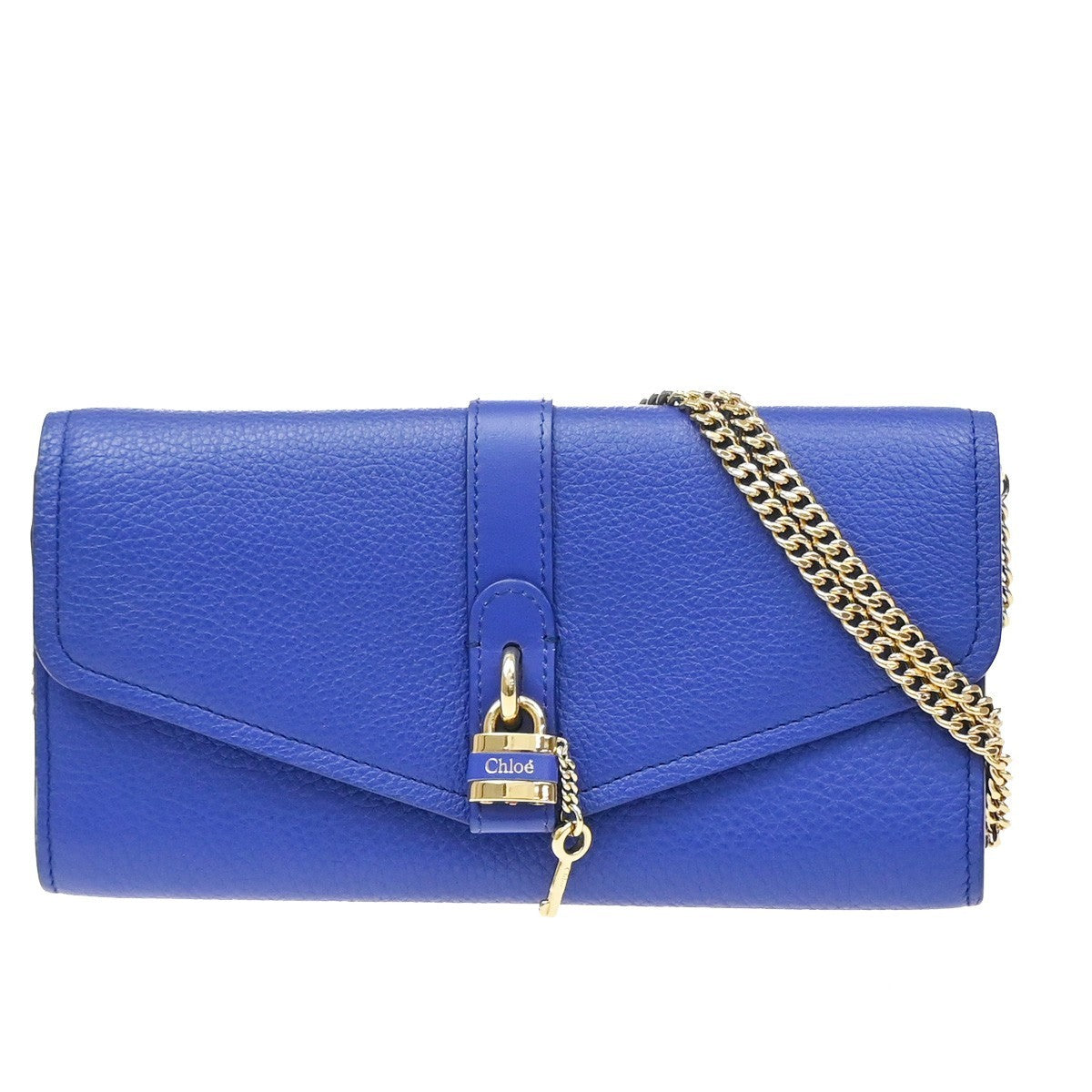 Chloe Aby Chain Leather Blue Leather Shoulder Bag Bag (Pre-Owned)