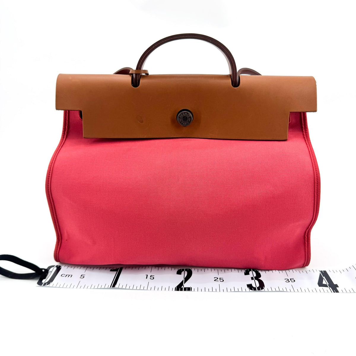 Hermes Herbag Toile And Leather Pink Canvas Handbag (Pre-Owned)