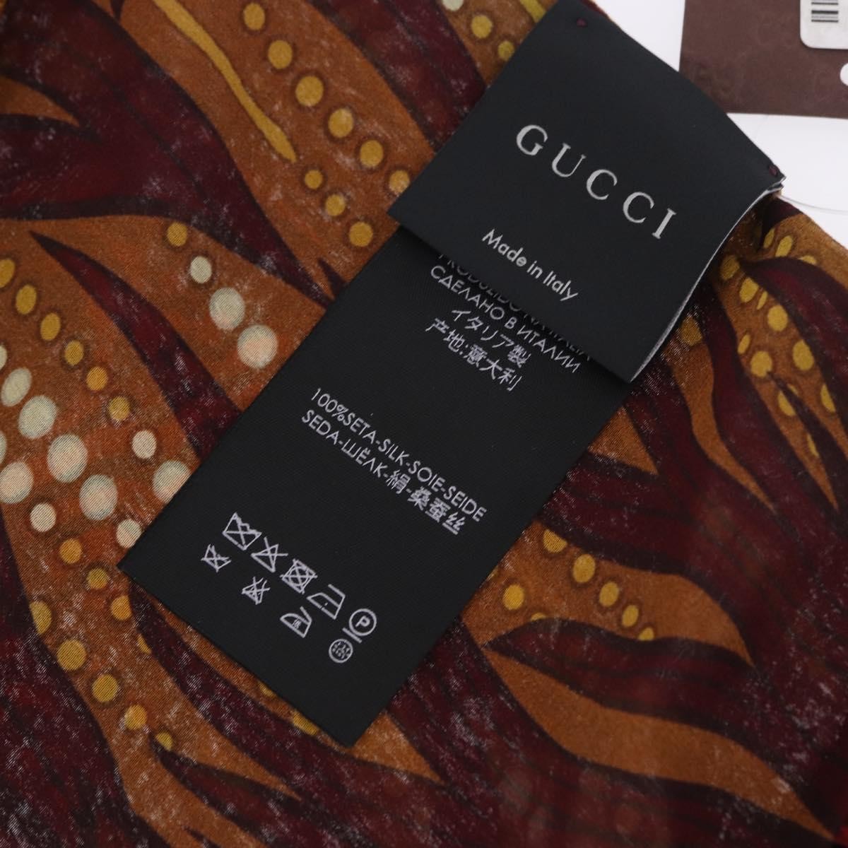 Gucci Printed Silk Fringed Scarf Silk Burgundy Silk Scarve & Shawl Accessory (Pre-Owned)