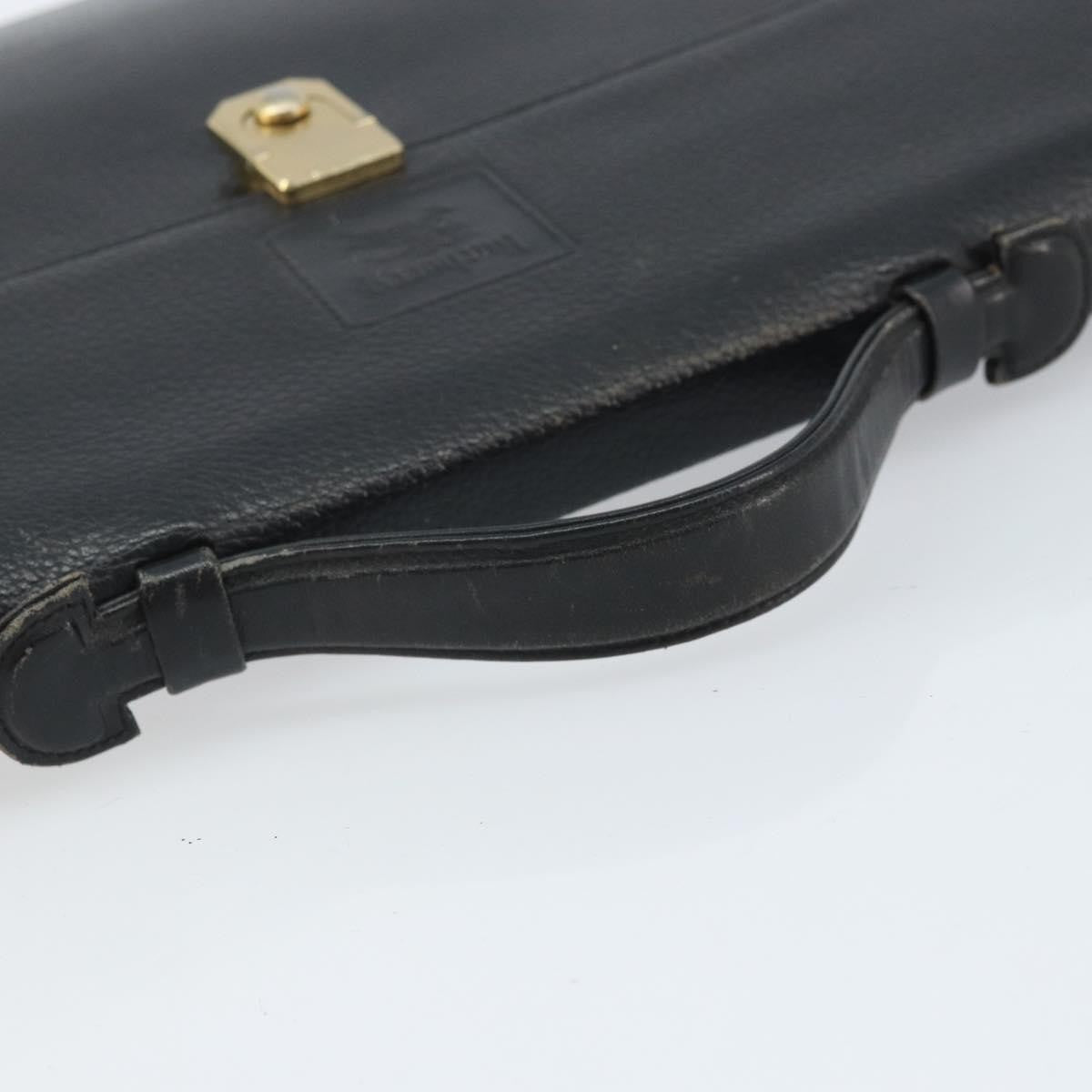 Burberry Vintage Vintage Check Coated Canvas Black Leather Handbag (Pre-Owned)
