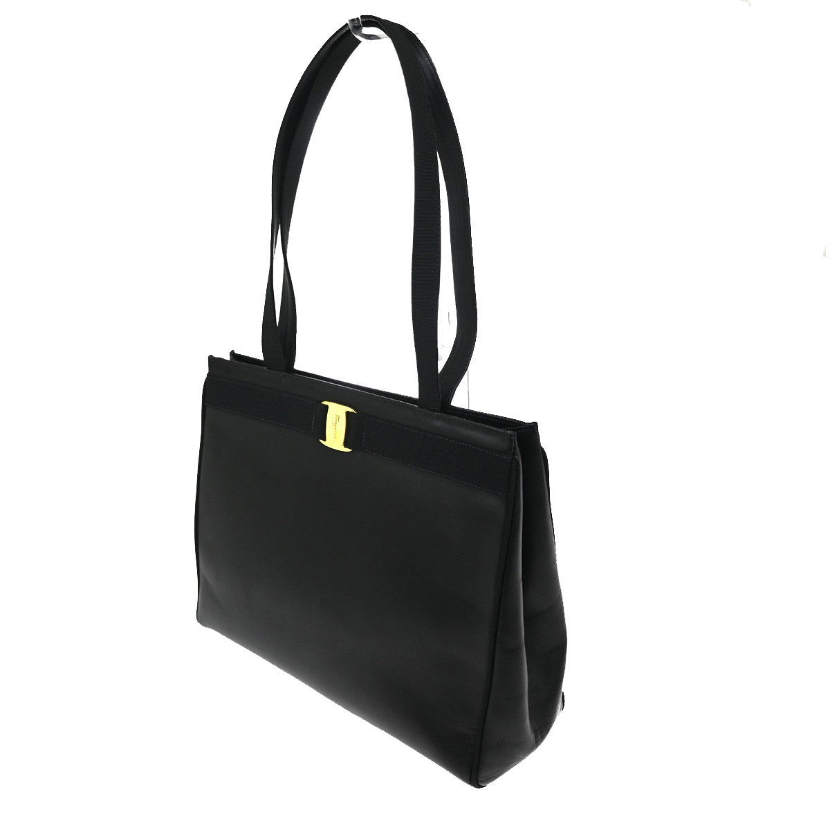 Salvatore Ferragamo Vala Tote Leather Black Leather Tote Bag Bag (Pre-Owned)