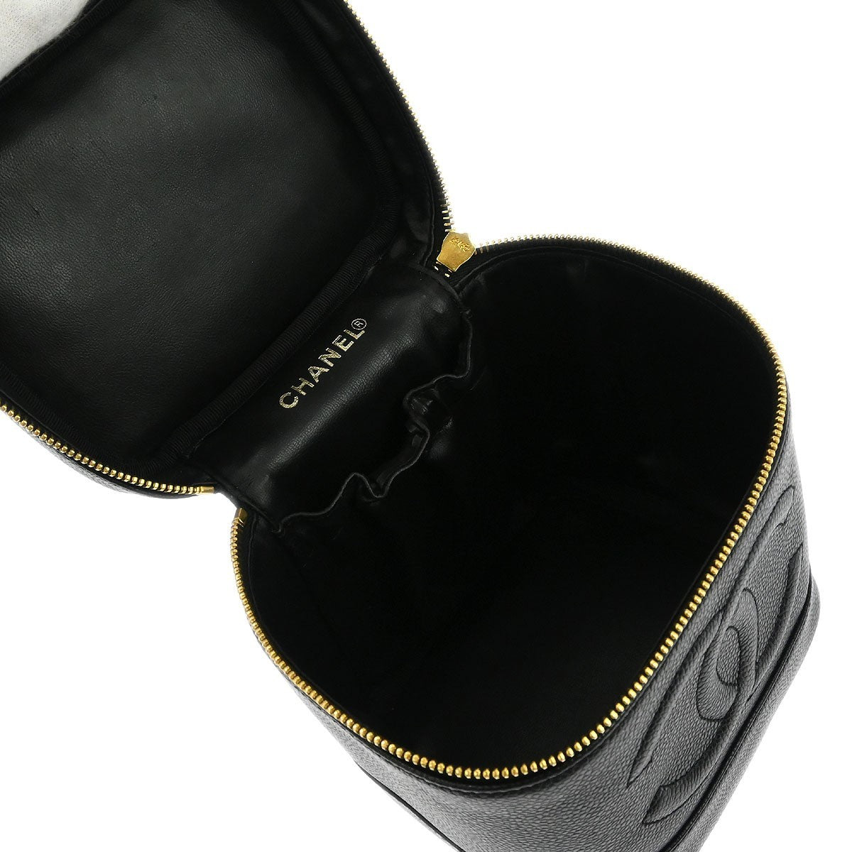 Chanel Vintage Timeless Cosmetic Case Caviar Black Leather Clutche & Pouche Bag (Pre-Owned)