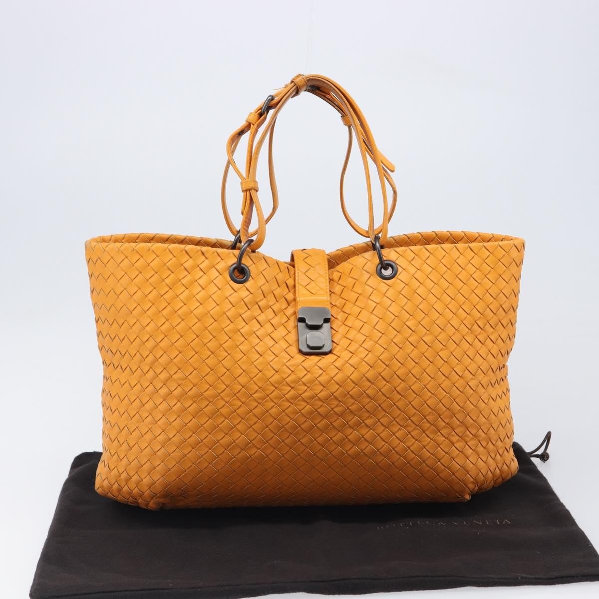 Bottega Veneta Capri Intrecciato Nappa Orange Leather Tote Bag Bag (Pre-Owned)