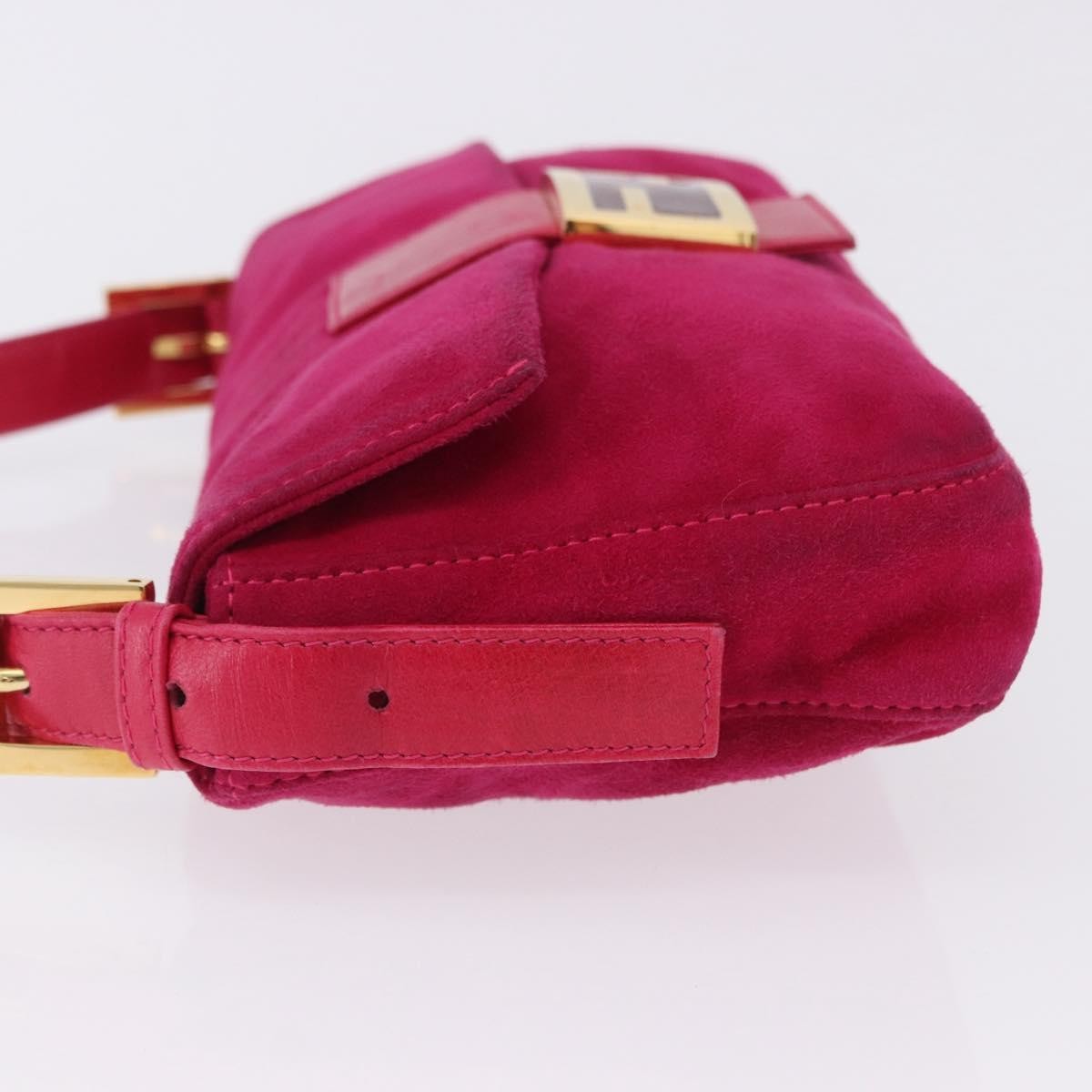 Fendi Baguette Leather Pink Suede Handbag (Pre-Owned)