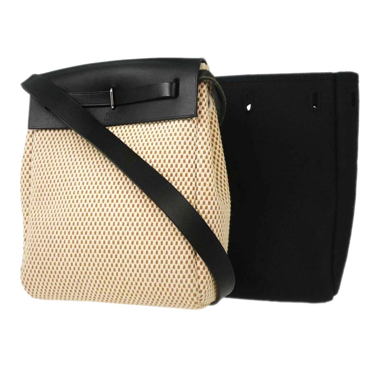 Hermes Herbag Toile And Leather Beige Canvas Handbag (Pre-Owned)