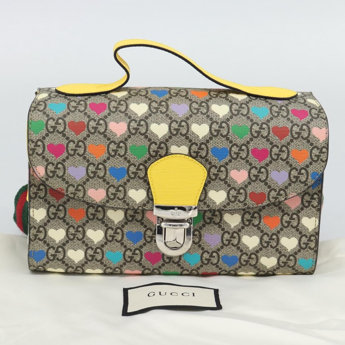 Gucci Children's Top Handle Flap Printed Gg Coated Canvas Beige Canvas Handbag (Pre-Owned)
