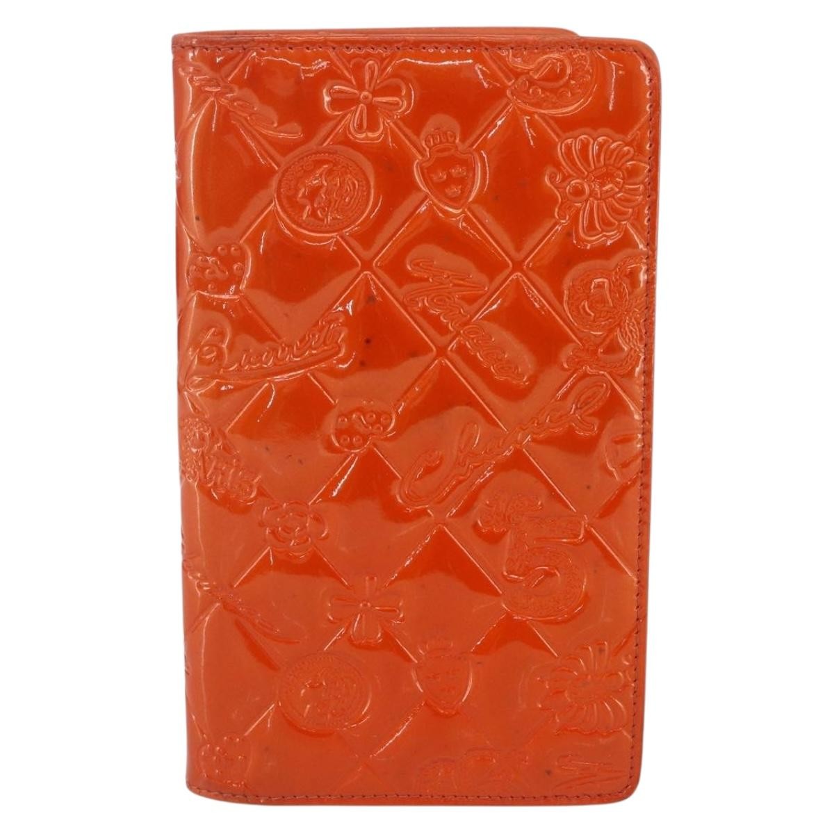 Chanel Lucky Symbols Yen Embossed Quilted Patent Orange Patent_Leather Wallets Accessory (Pre-Owned)