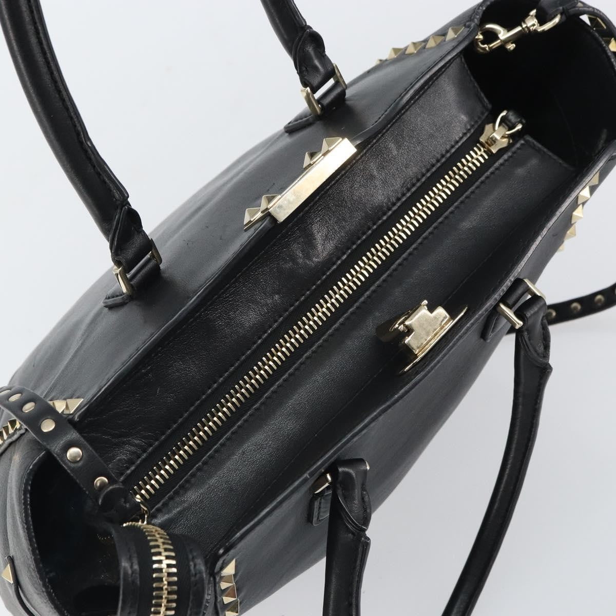 Valentino Garavani Rockstud Tote Soft Leather Black Leather Tote Bag Bag (Pre-Owned)