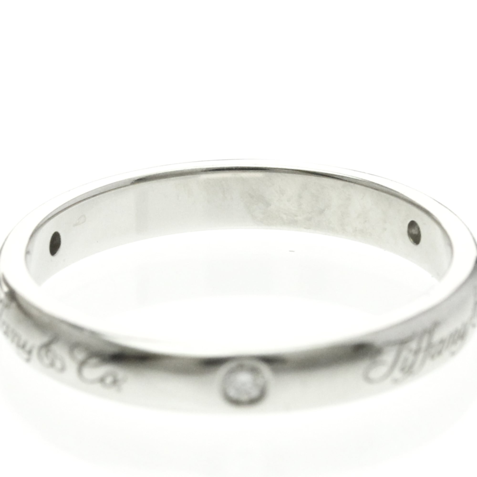 Tiffany & Co. Notes Wedding Band Platinum With Diamonds Silver Platinum Ring Jewelry (Pre-Owned)