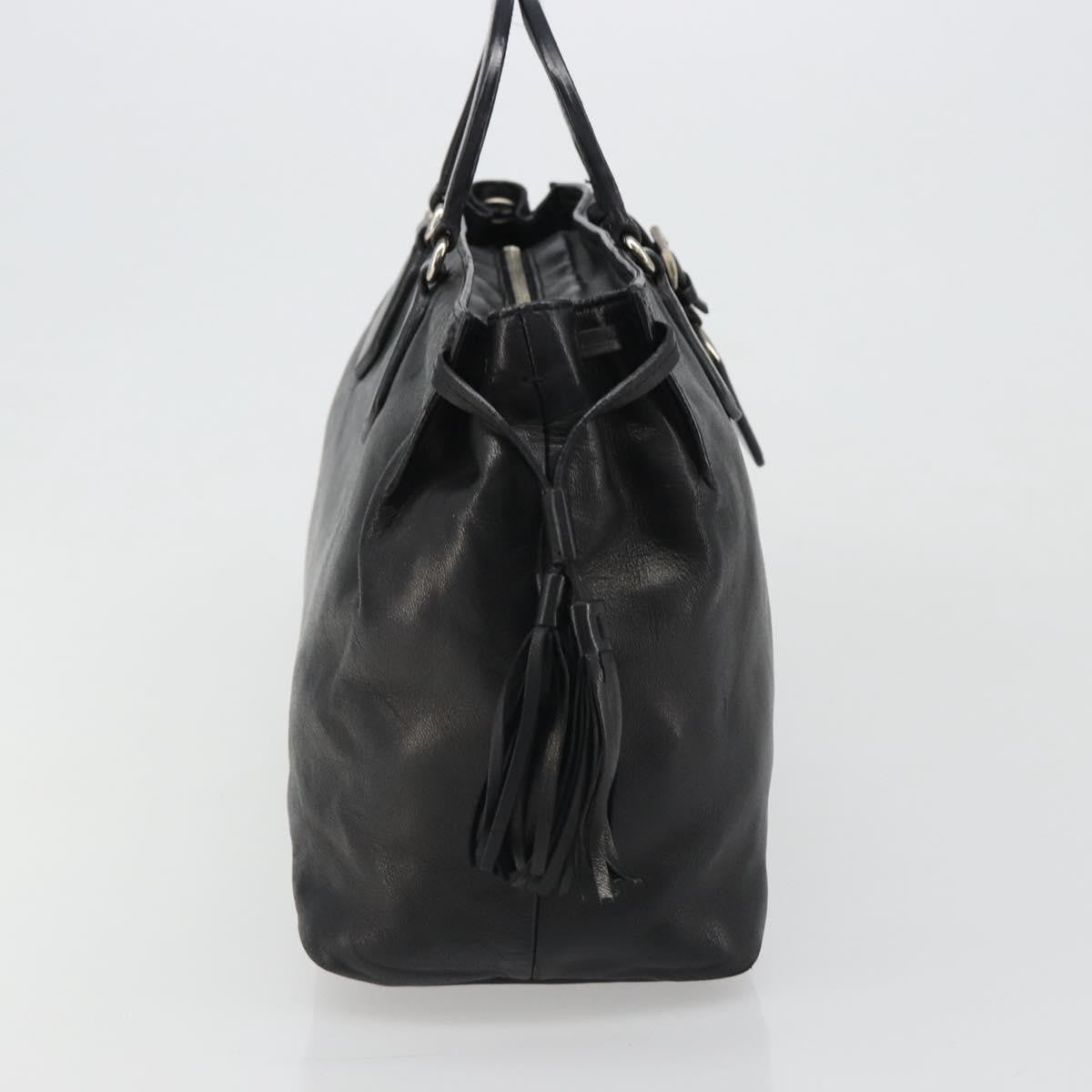 Prada Vitello Daino Convertible Tote Vitello Daino Black Leather Handbag (Pre-Owned)