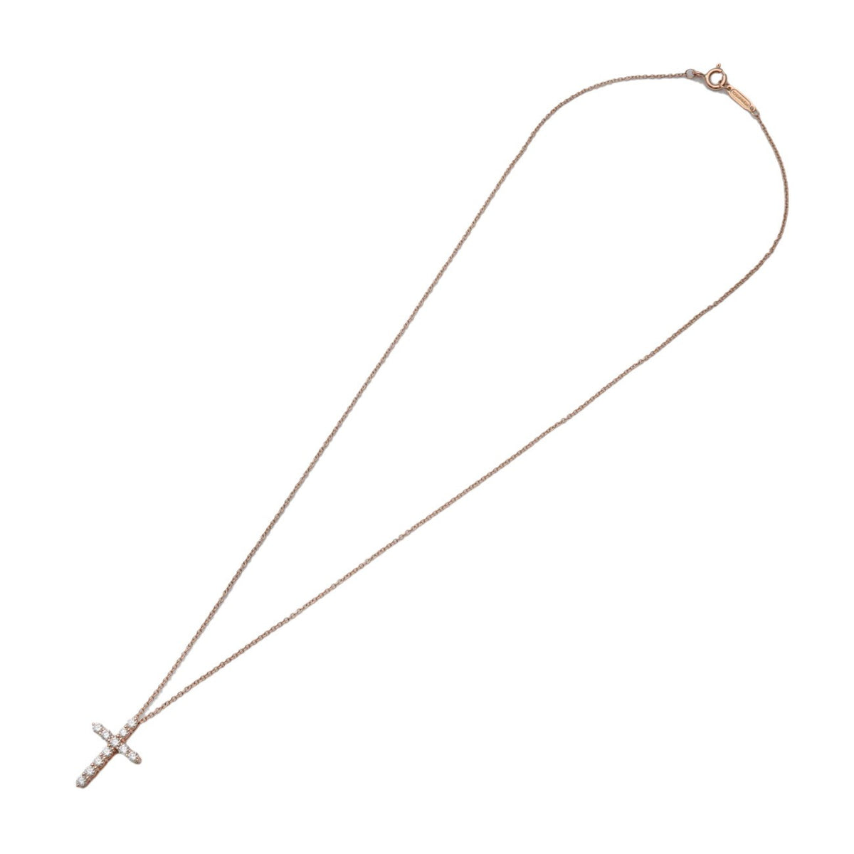 Tiffany & Co. Cross Pendant 18K Rose Gold With Diamonds Gold Pink_Gold Necklace Jewelry (Pre-Owned)