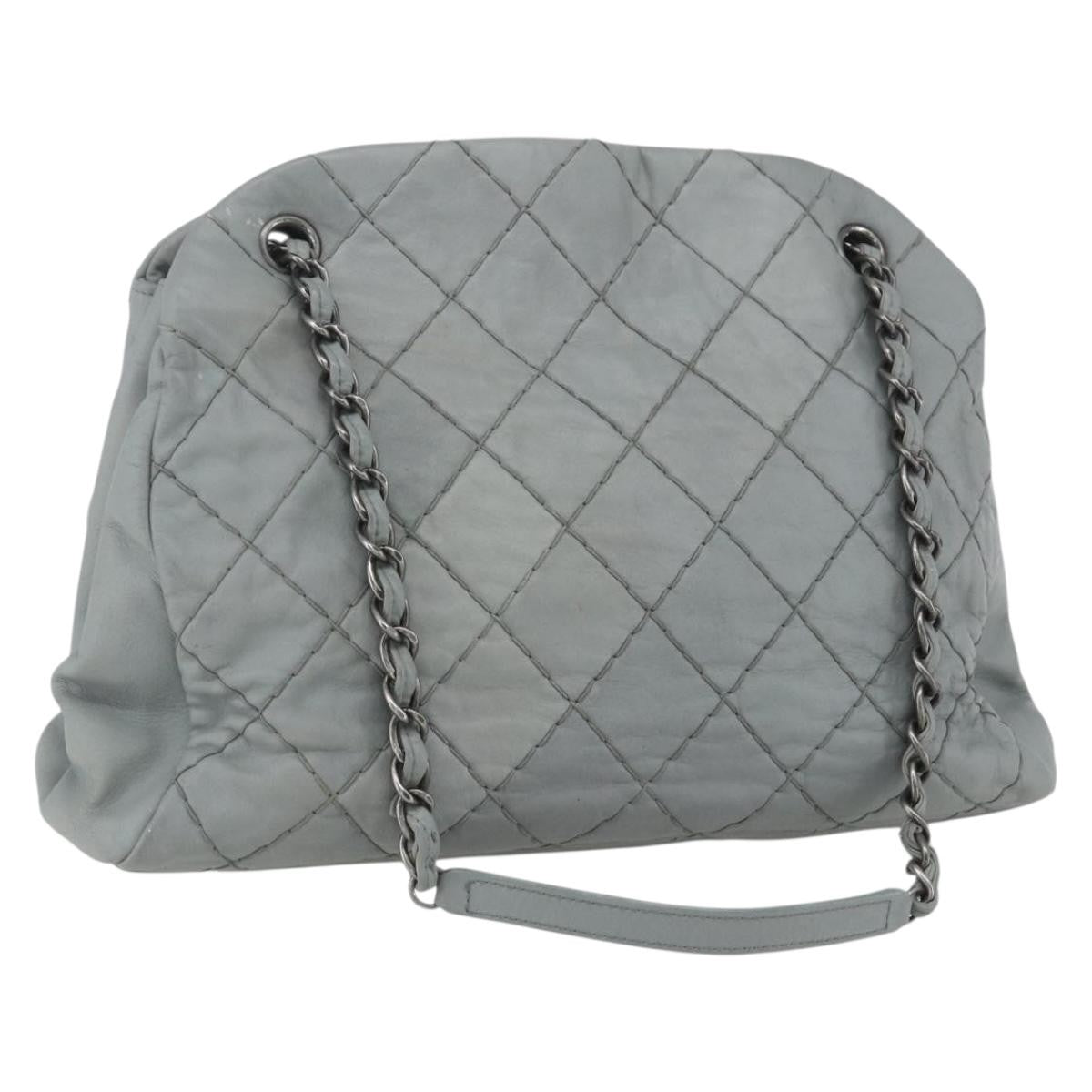 Chanel Just Mademoiselle Quilted Leather Gray Leather Shoulder Bag Bag (Pre-Owned)