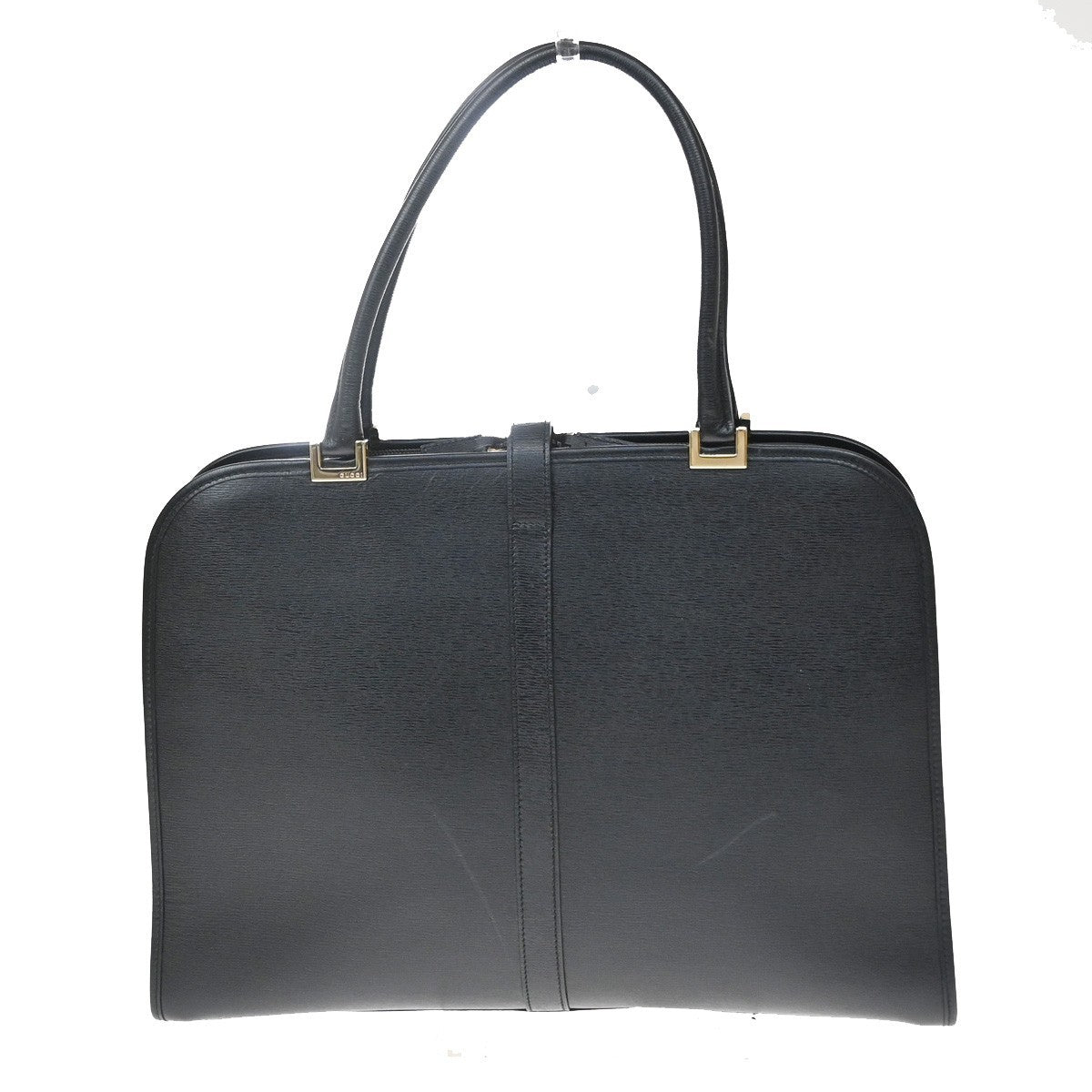 Gucci Jackie O Leather Black Leather Handbag (Pre-Owned)
