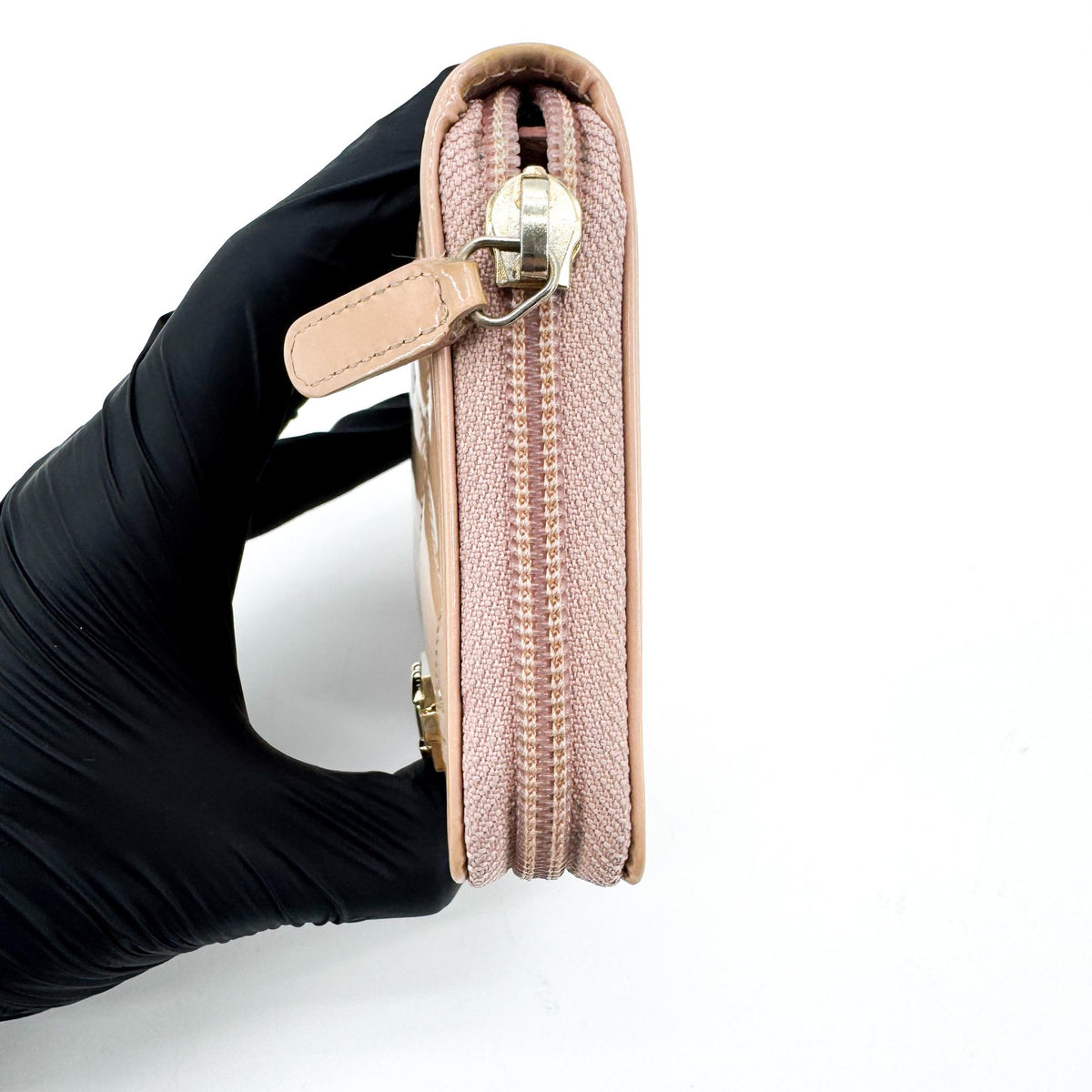 Chanel Boy Zip Around Quilted Patent Pink Patent_Leather Wallets Accessory (Pre-Owned)