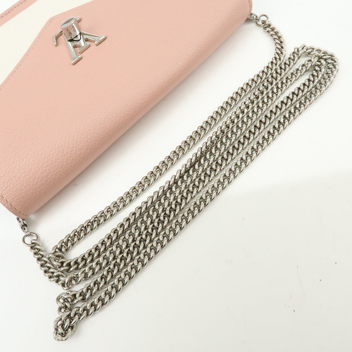 Louis Vuitton Mylockme Chain Pochette Leather Pink Leather Clutche & Pouche Bag (Pre-Owned)