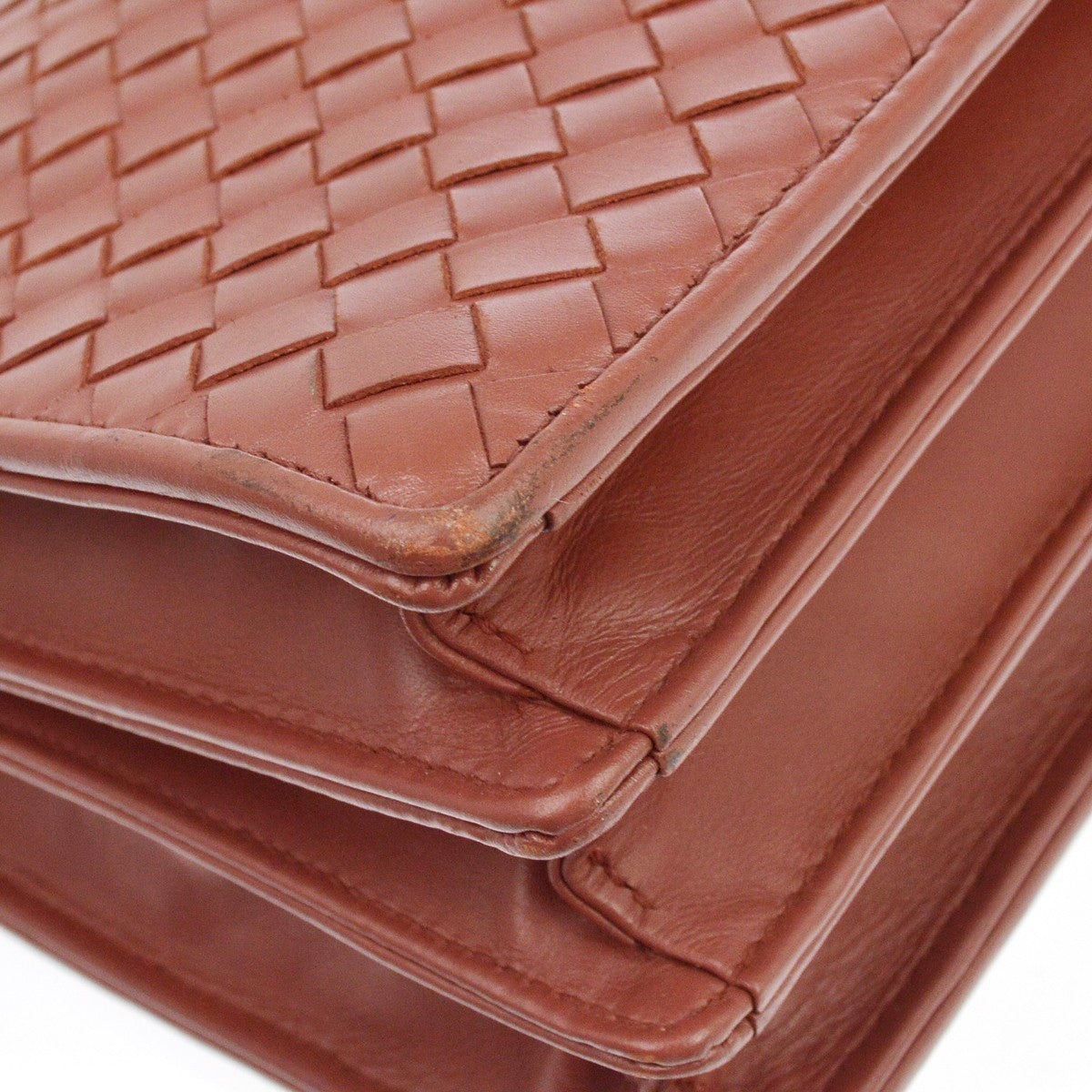 Bottega Veneta Soft Slim Intrecciato Nappa Brown Leather Briefcase Bag (Pre-Owned)