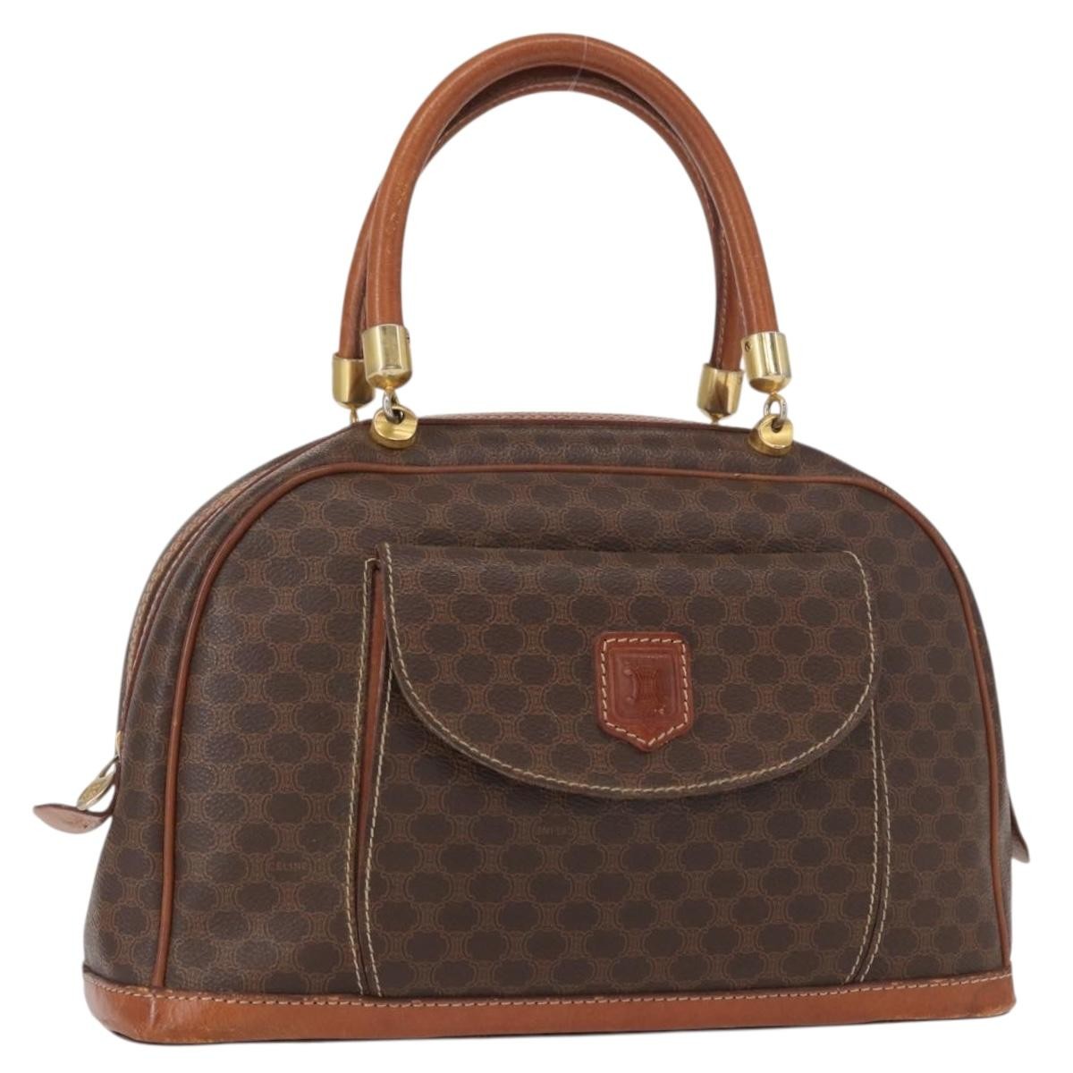 Celine Vintage Macadam Canvas And Leather Brown Canvas Handbag (Pre-Owned)