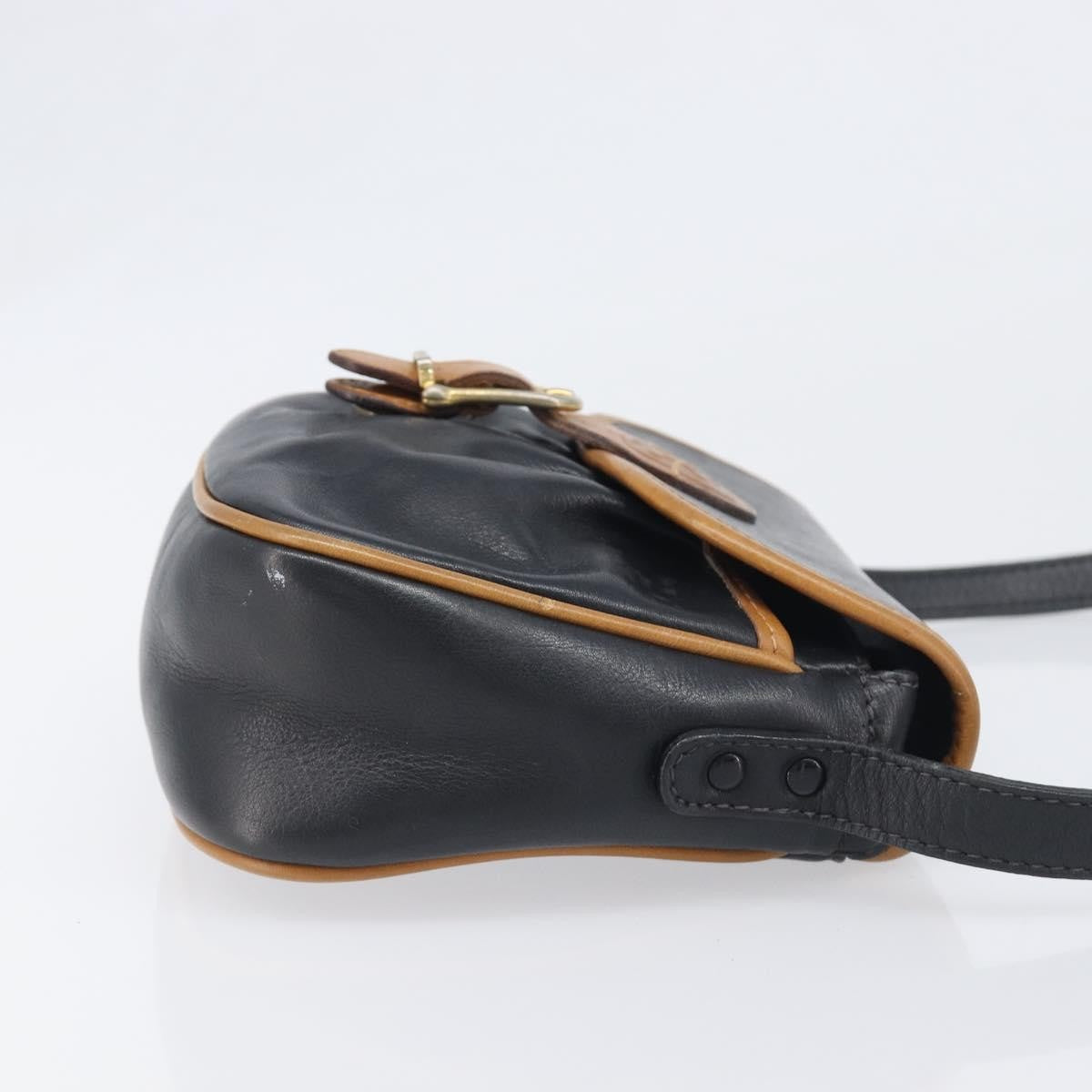 Celine Flap Shoulder Leather Black Leather Shoulder Bag Bag (Pre-Owned)