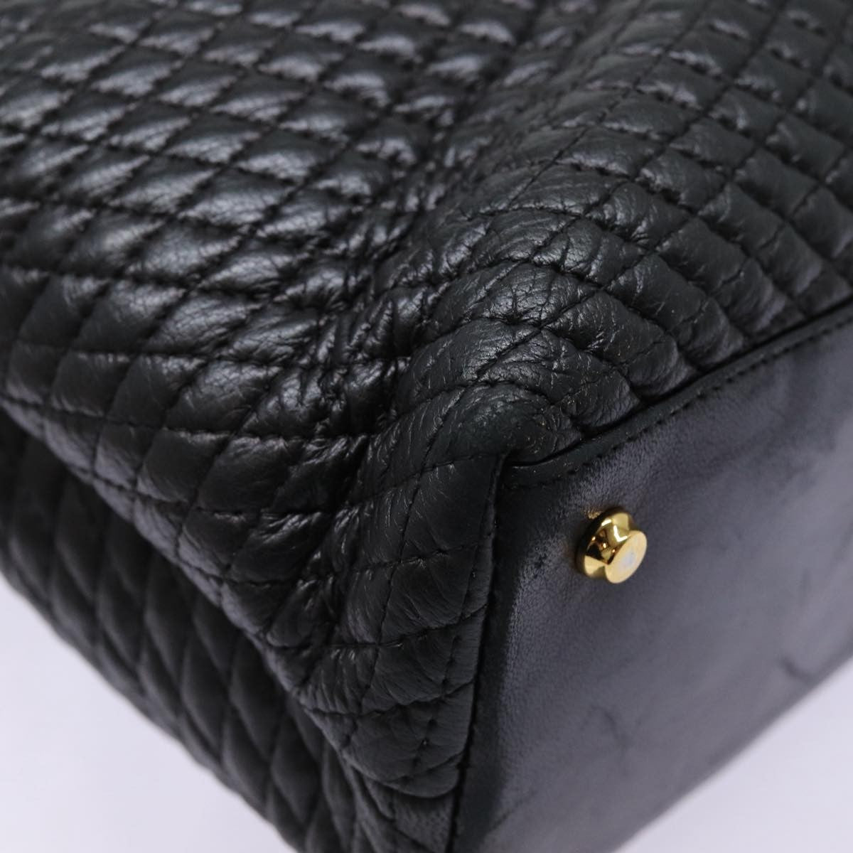 Bally Vintage Quilted Leather Black Leather Tote Bag Bag (Pre-Owned)