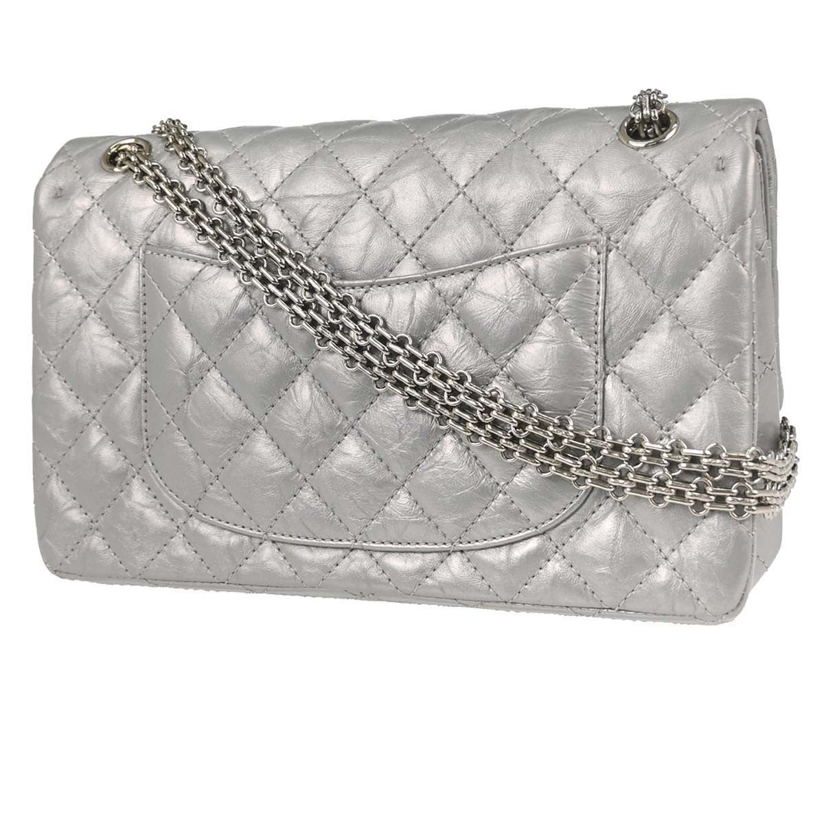 Chanel Reissue 2.55 Double Compartment Flap Quilted Aged Calfskin Silver Calfskin Shoulder Bag Bag (Pre-Owned)
