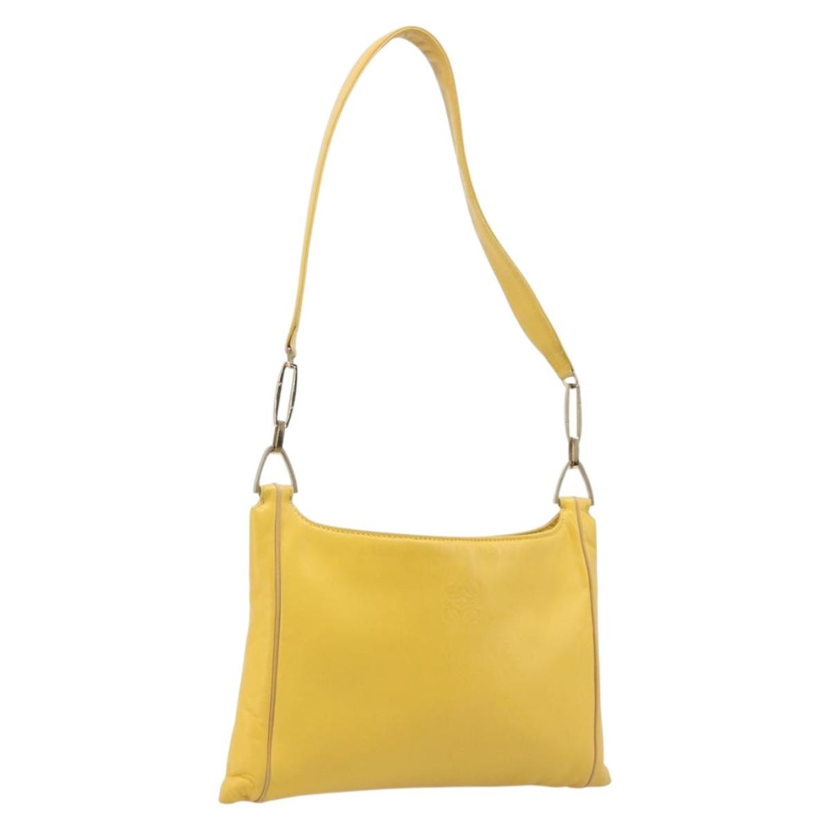 Loewe Shoulder Bag Leather Yellow Leather Shoulder Bag Bag (Pre-Owned)