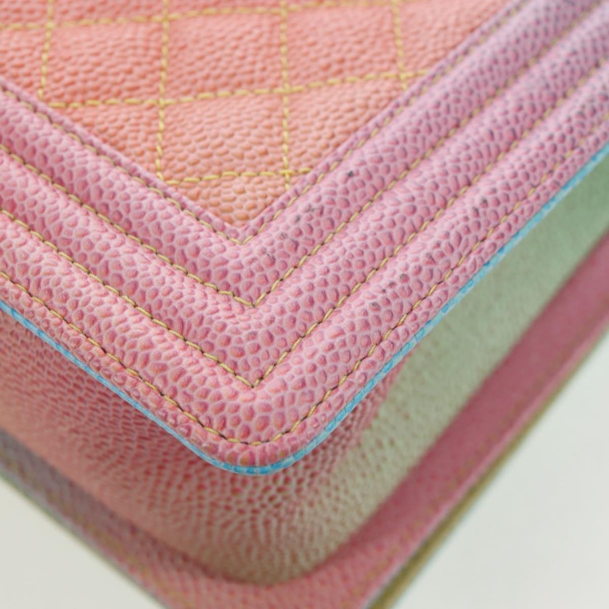 Chanel Rainbow Boy Flap Quilted Painted Caviar Multicolour Leather Shoulder Bag Bag (Pre-Owned)
