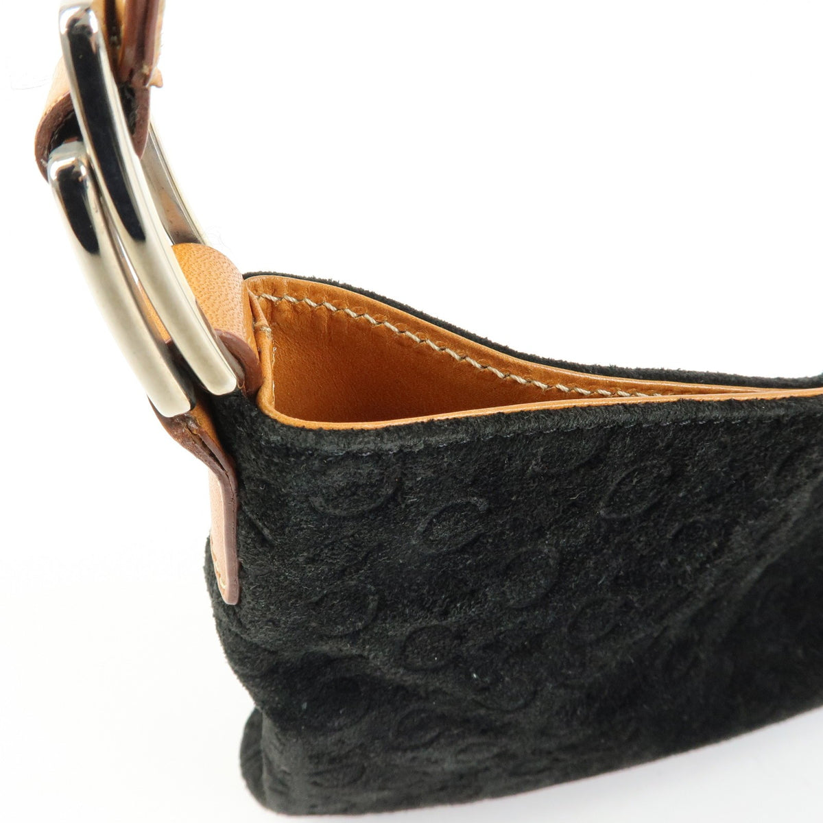 Celine C Macadam Shoulder Suede Black Suede Handbag (Pre-Owned)