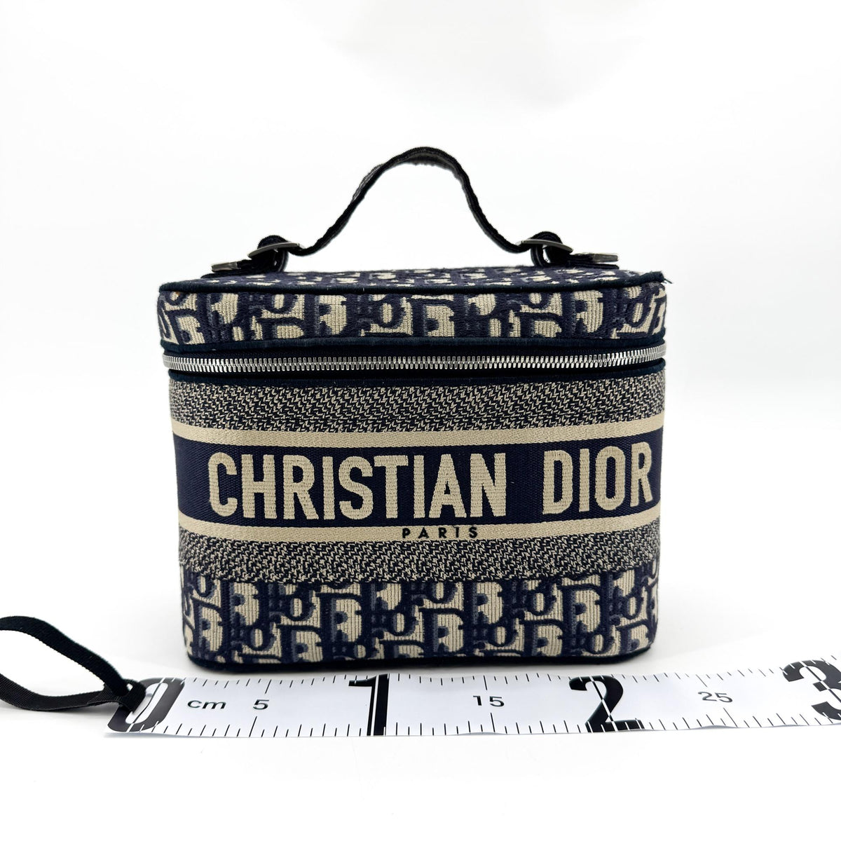 Christian Dior Diortravel Vanity Case Oblique Canvas Beige Canvas Handbag (Pre-Owned)