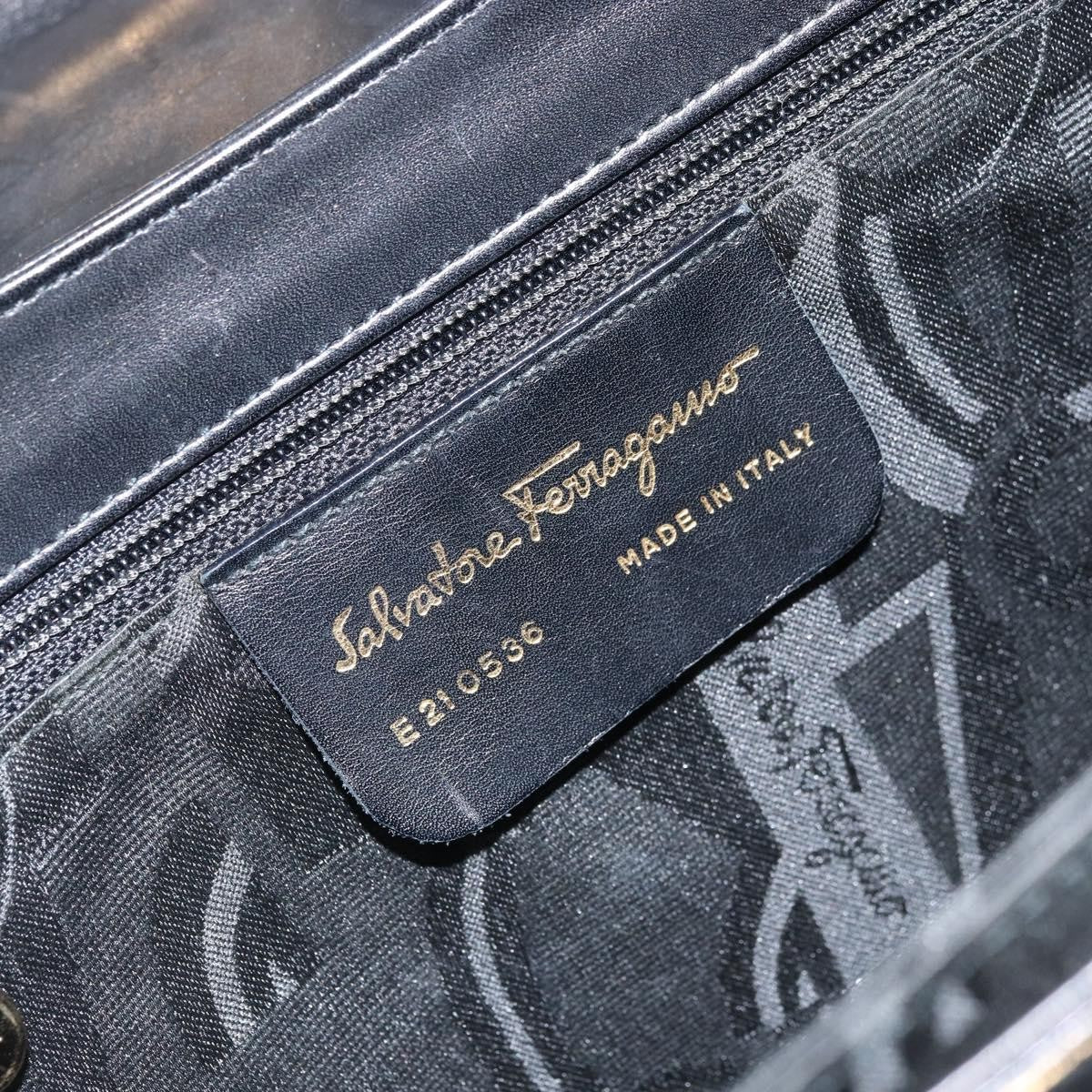 Salvatore Ferragamo Gancini Convertible Top Handle Leather Black Leather Handbag (Pre-Owned)