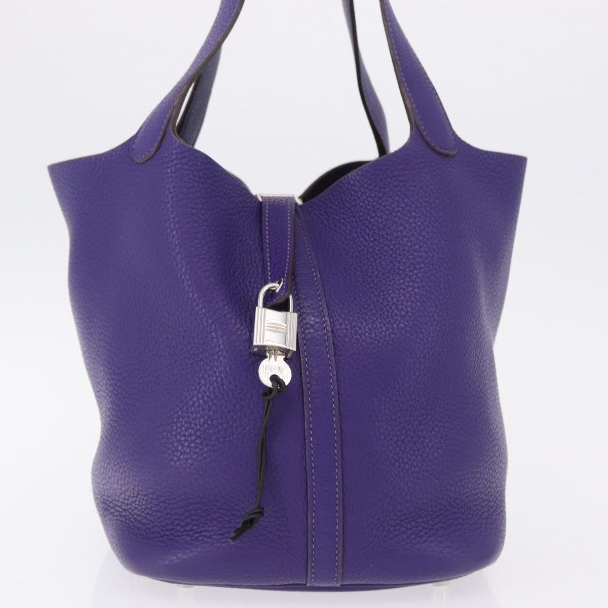 Hermes Picotin Lock Clemence Purple Leather Handbag (Pre-Owned)