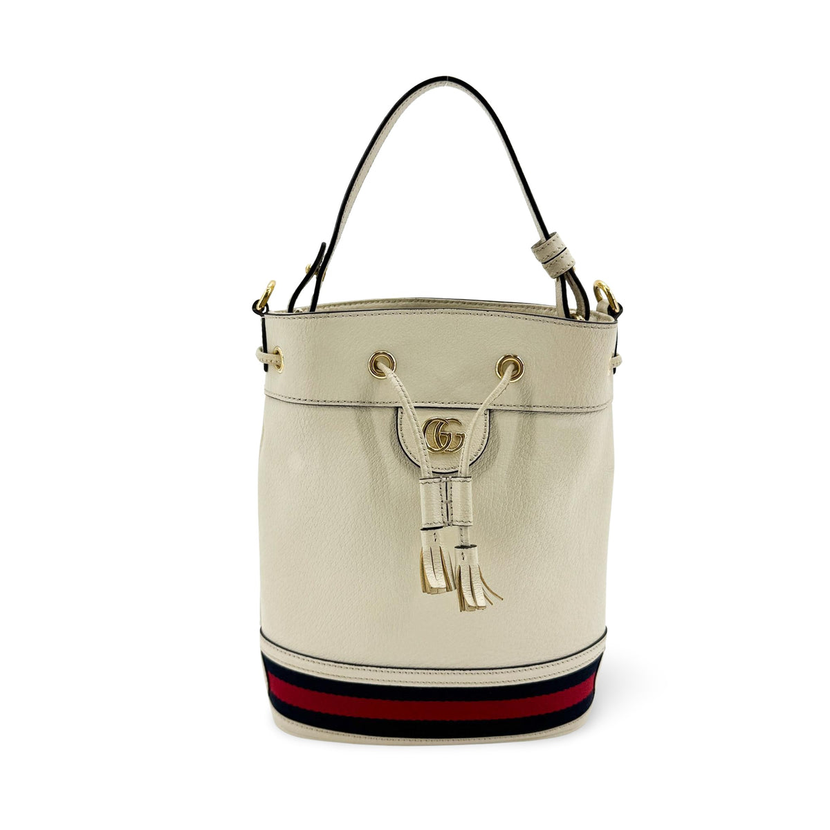 Gucci Ophidia Bucket Leather White Leather Handbag (Pre-Owned)
