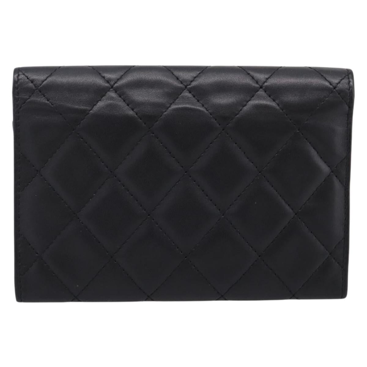 Chanel Cambon Flap Card Case Quilted Lambskin Black Leather Card Holders Accessory (Pre-Owned)