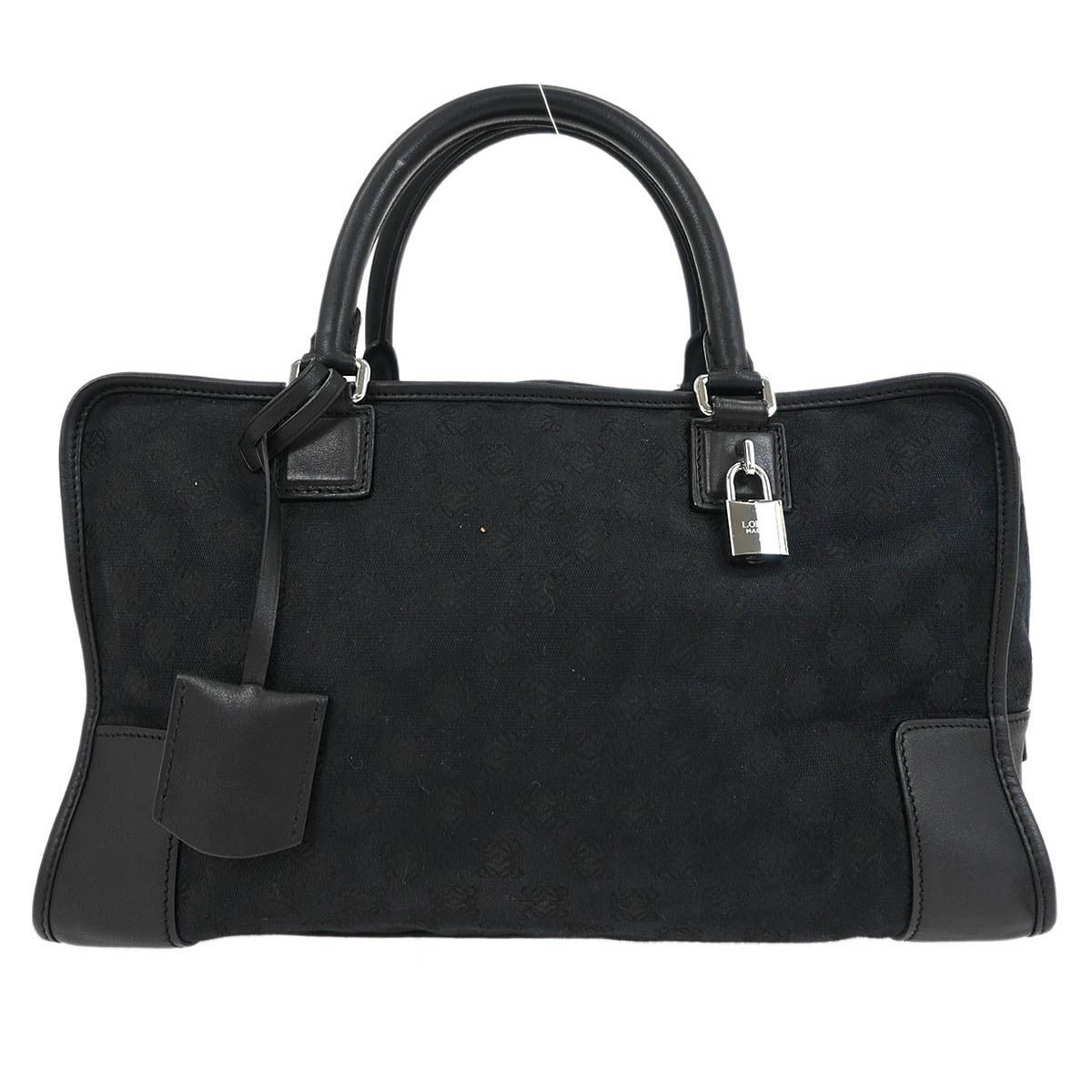 Loewe Amazona Leather And Jacquard Canvas Black Canvas Handbag (Pre-Owned)