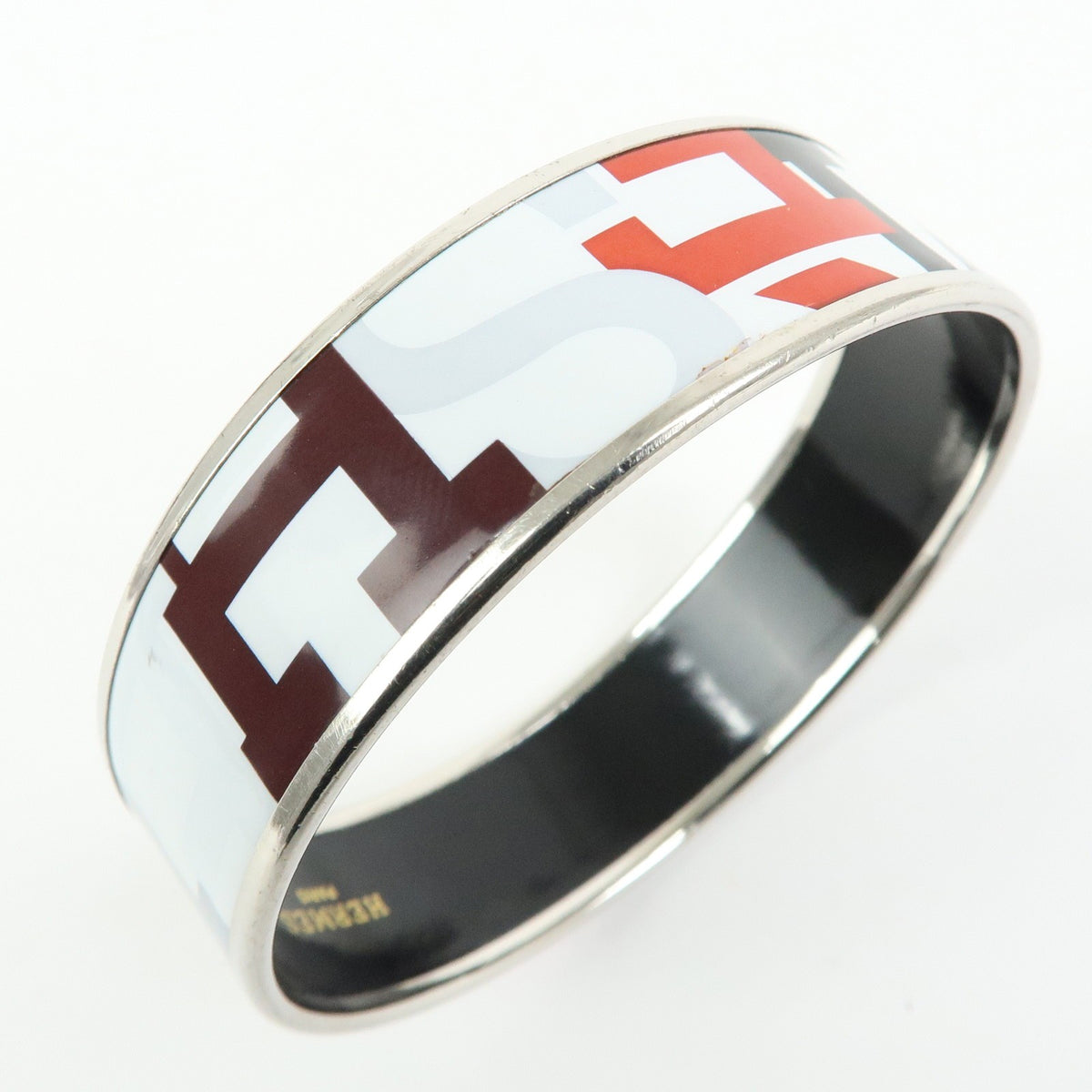Hermes Bangle Printed Enamel Multicolour Metal Bracelet Jewelry (Pre-Owned)