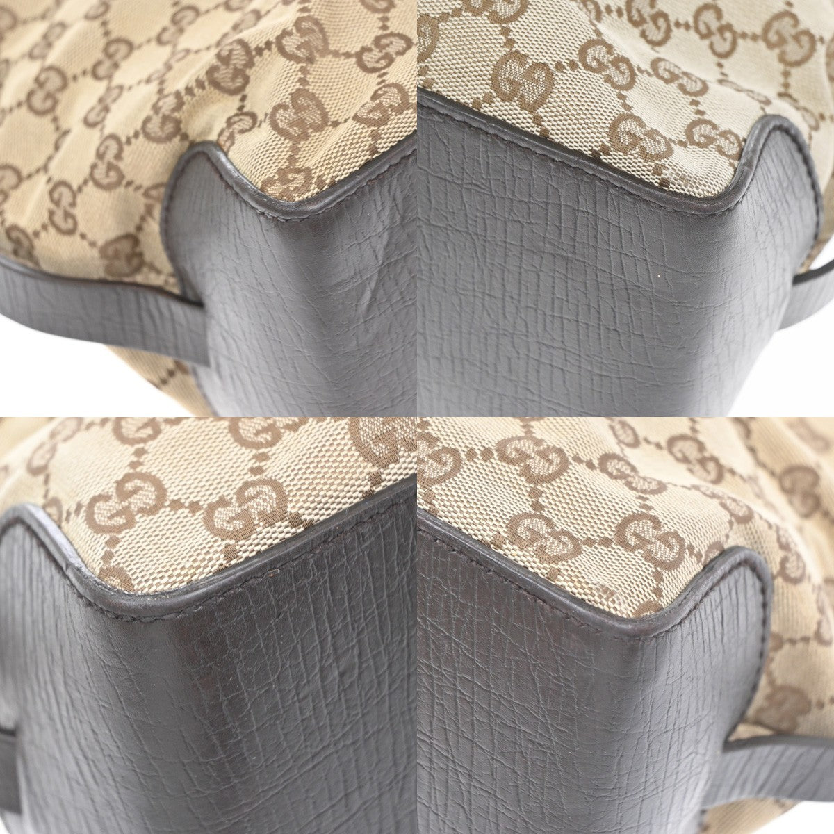 Gucci Belted Bucket Gg Canvas With Leather Brown Canvas Tote Bag Bag (Pre-Owned)
