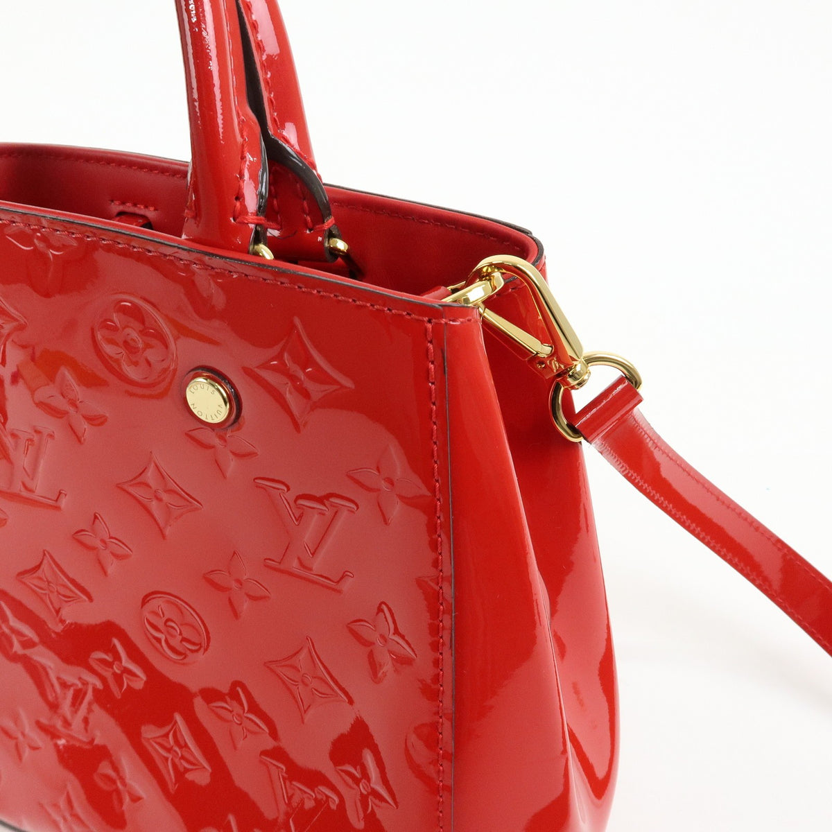 Louis Vuitton Montaigne Monogram Vernis Red Patent_Leather Handbag (Pre-Owned)