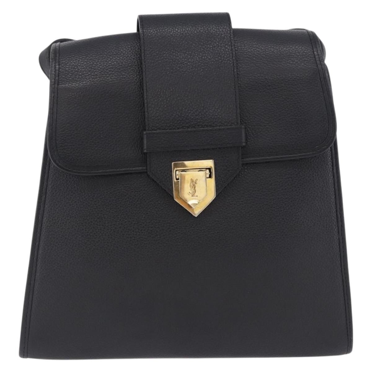 Saint Laurent Vintage Shoulder Bag Leather Black Leather Shoulder Bag Bag (Pre-Owned)
