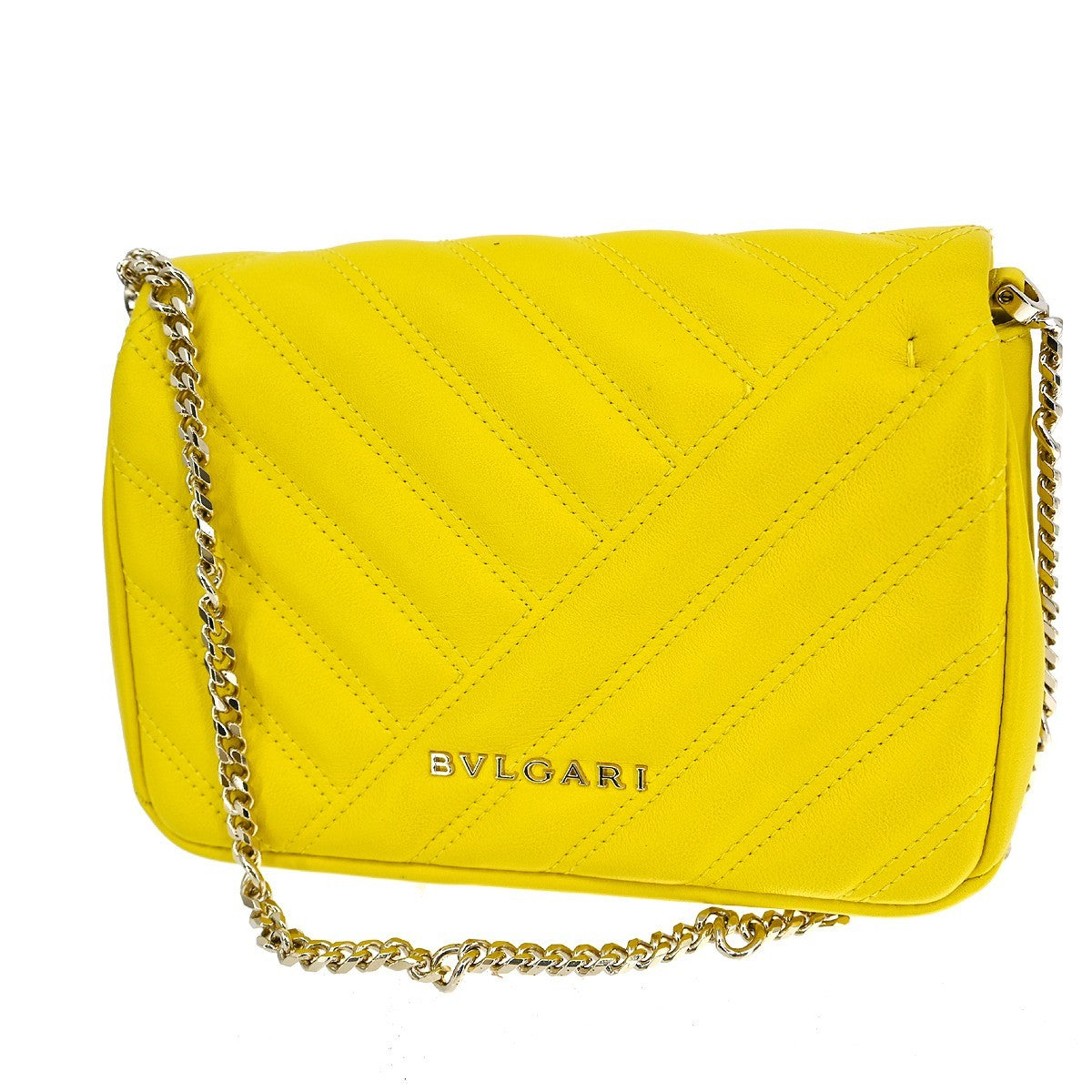 Bvlgari Serpenti Cabochon Diagonal Quilted Leather Yellow Leather Shoulder Bag Bag (Pre-Owned)