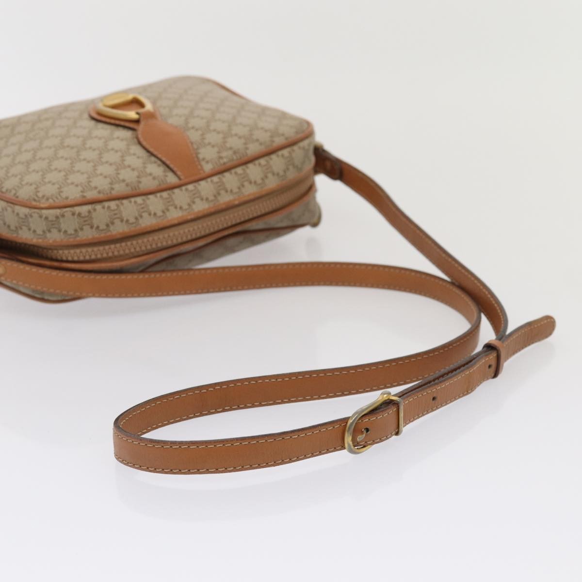 Celine Vintage Macadam Canvas And Leather Beige Canvas Shoulder Bag Bag (Pre-Owned)