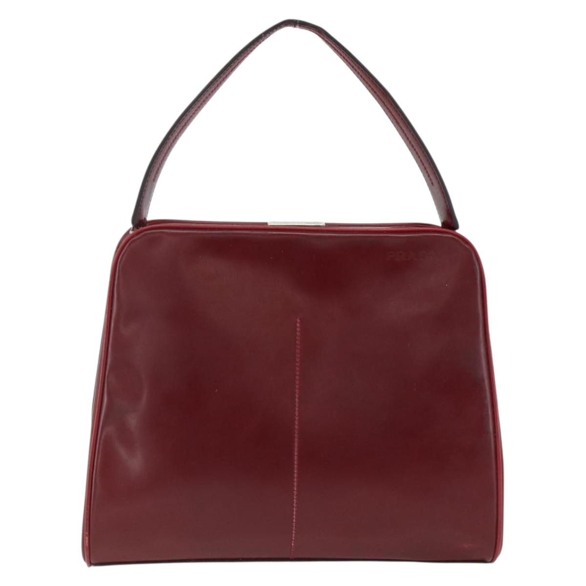 Prada Vintage Leather Burgundy Leather Handbag (Pre-Owned)