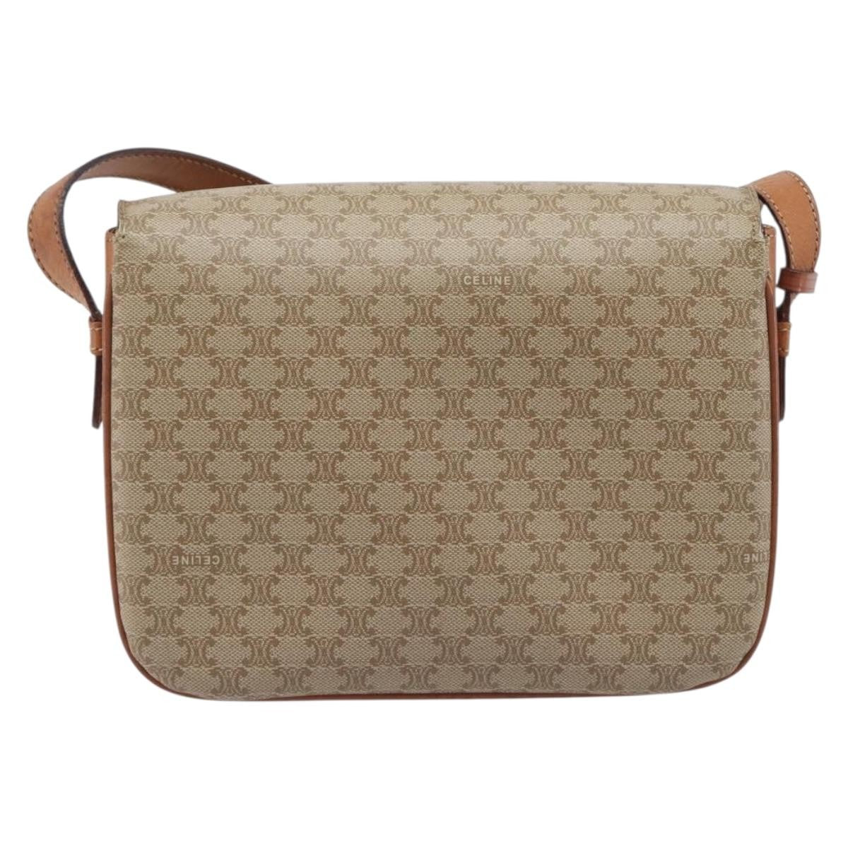 Celine Macadam Shoulder Canvas Beige Canvas Crossbody Bag Bag (Pre-Owned)
