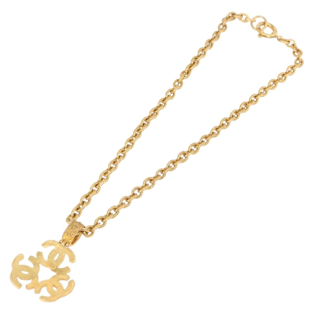 Chanel Vintage Triple Cc Chain Metal Gold Metal Necklace Jewelry (Pre-Owned)